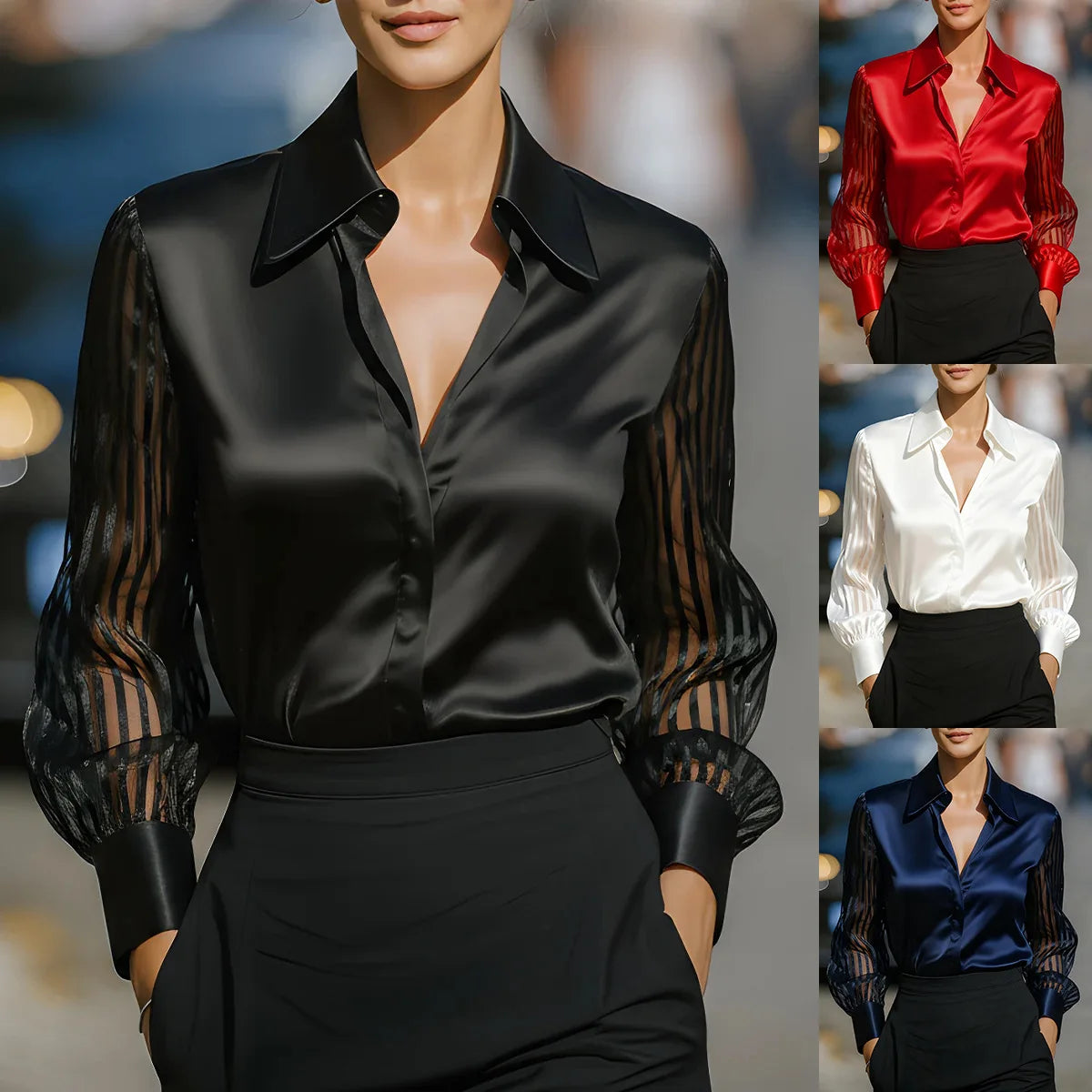 Hailey Satin Stripe Blouse